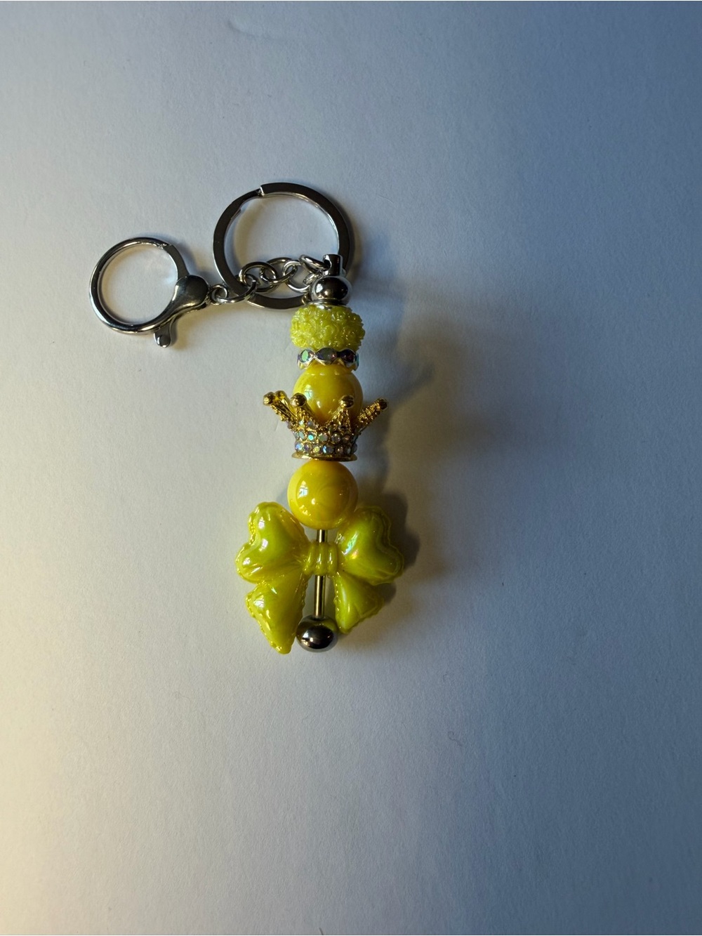 Yellow Bow Crystal Crown Keychain Charm